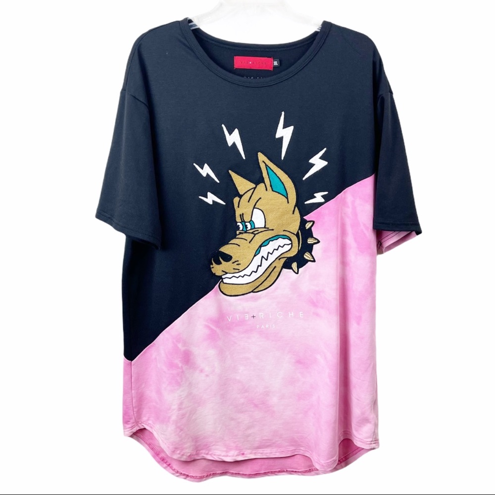 Vie + Richie Paris Men Graphic Dog Tie Dye Tee